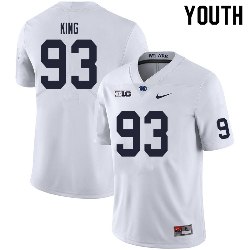 NCAA Nike Youth Penn State Nittany Lions Bradley King #93 College Football Authentic White Stitched Jersey KYI5298NG